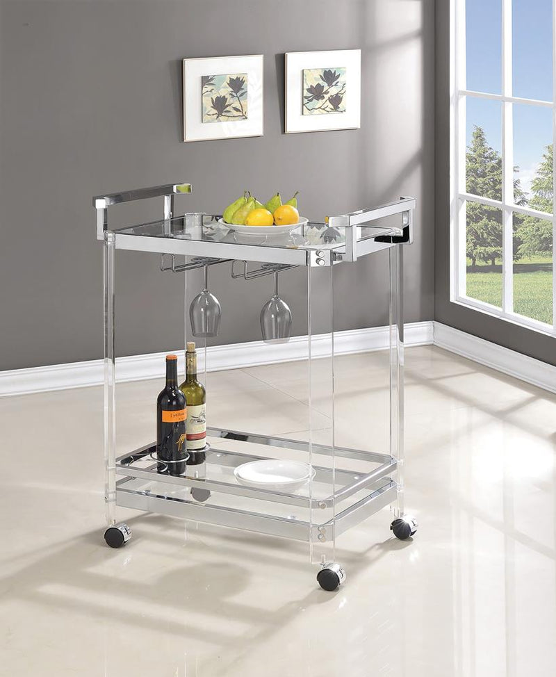 2-tier Glass Serving Cart Clear