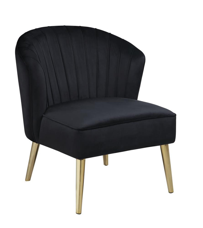 Upholstered Accent Chair with Tapered Legs Black