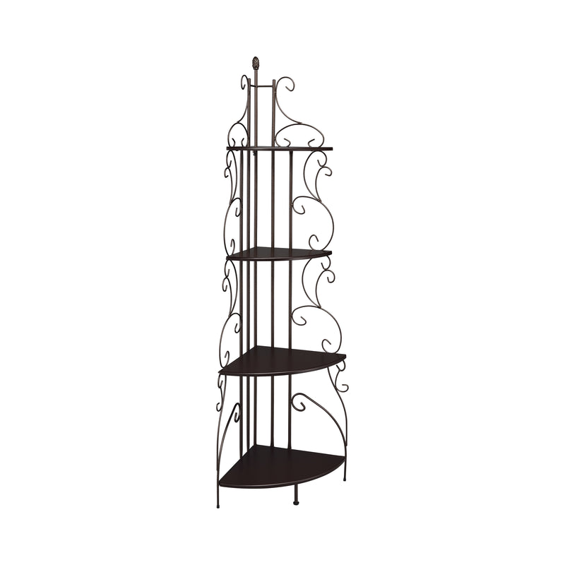 4-shelf Corner Bookcase Cappuccino and Copper