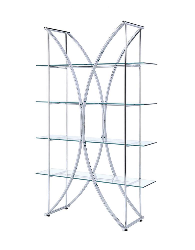 4-tier Bookcase Chrome and Clear