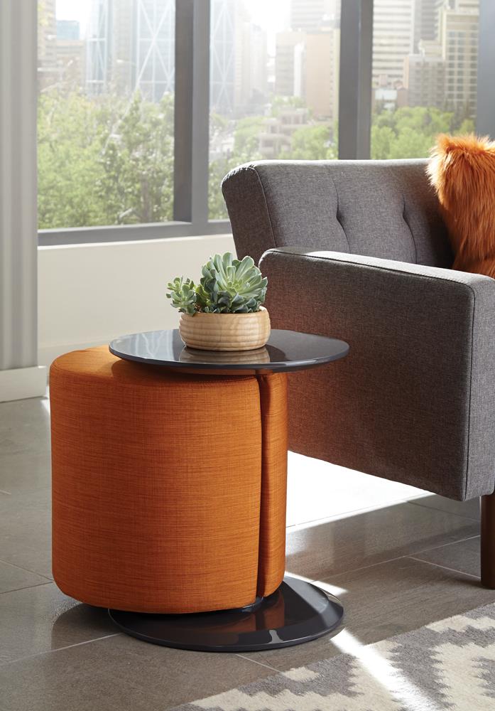 Round Accent Table with Ottoman Orange