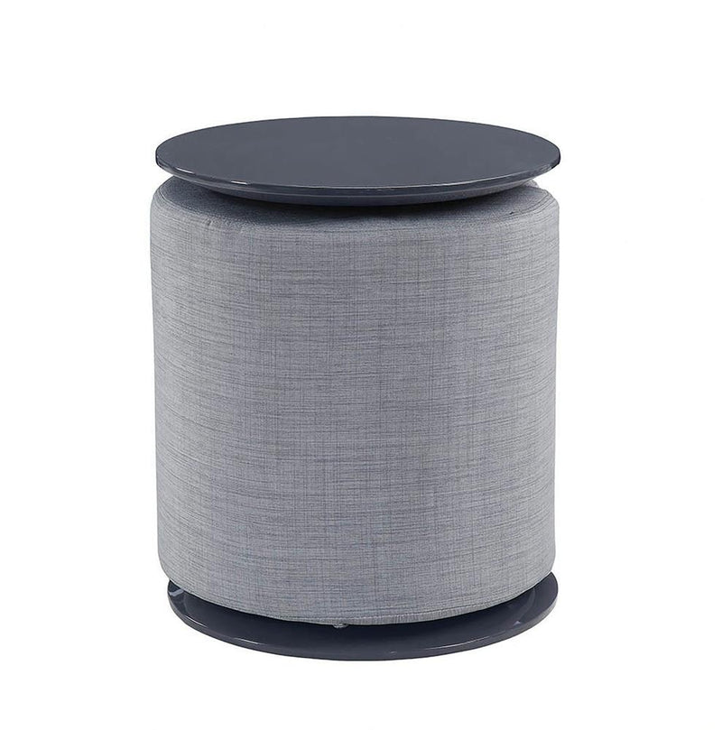 Round Accent Table with Ottoman Grey