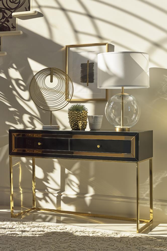 2-drawer Console Table Black and Gold