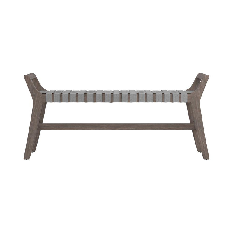 Leatherette Woven Bench Grey and Washed Driftwood