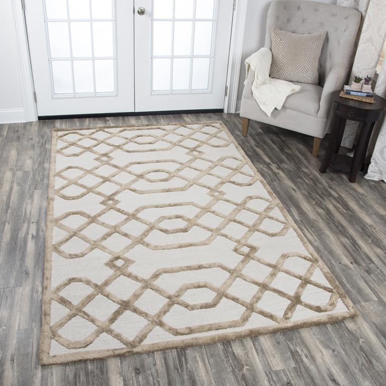 Monroe Collection - Geometric Ivory & White 3' X 5'