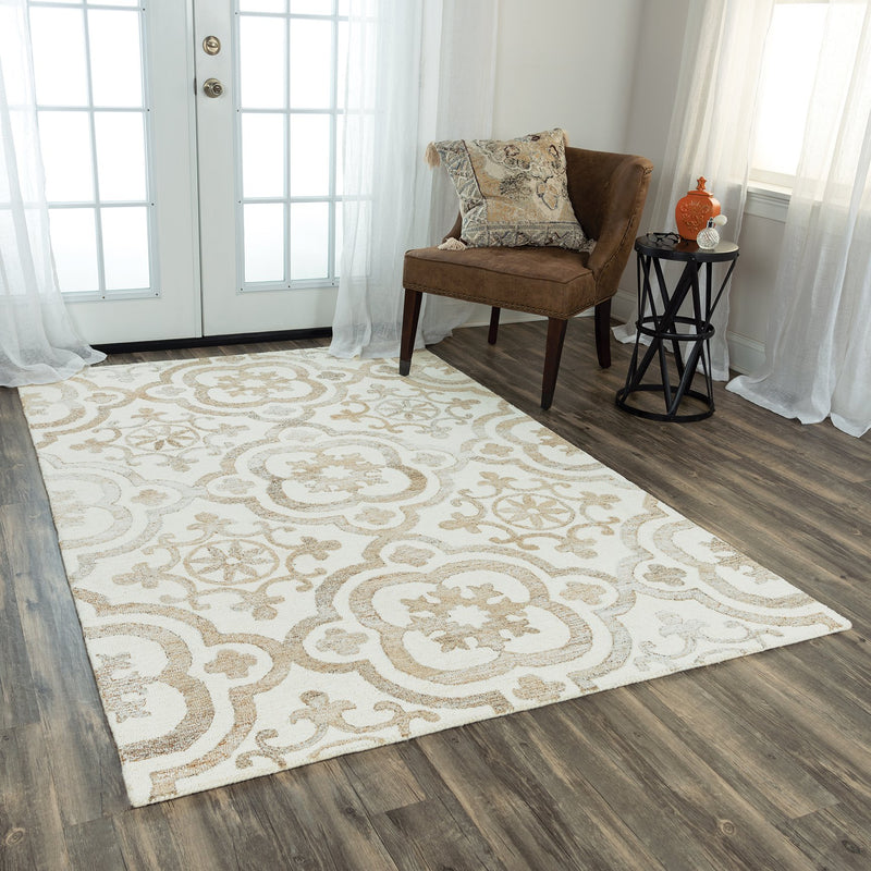 Matrix Collection - Transitional Ivory & White 5' X 7'