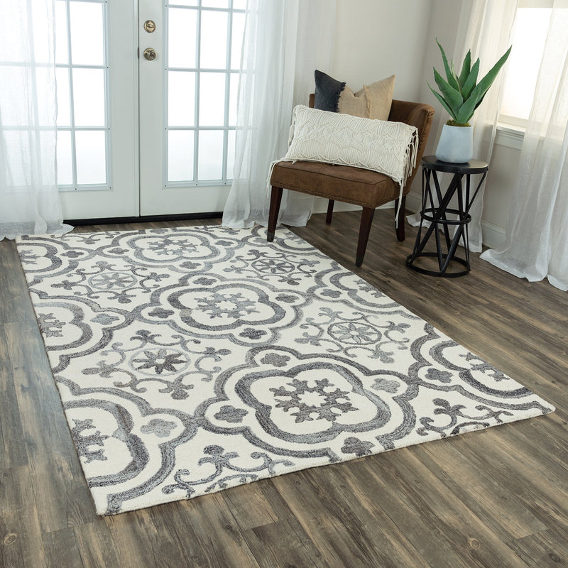 Matrix Collection - Transitional Ivory & White 5' X 7'