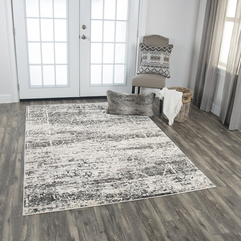 Valencia Collection - Modern Ivory & White 5' X 7'