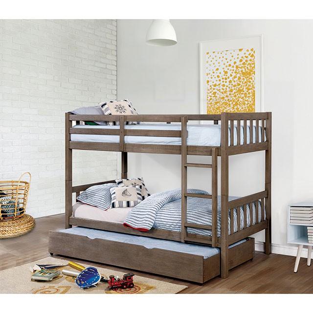 Emilie | Twin/Twin Bunk Bed | Wire-Brushed Warm Gray