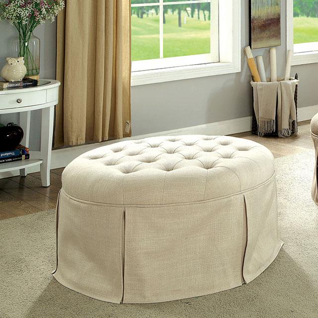 Claes | Round Ottoman | Button Tufted Fabric