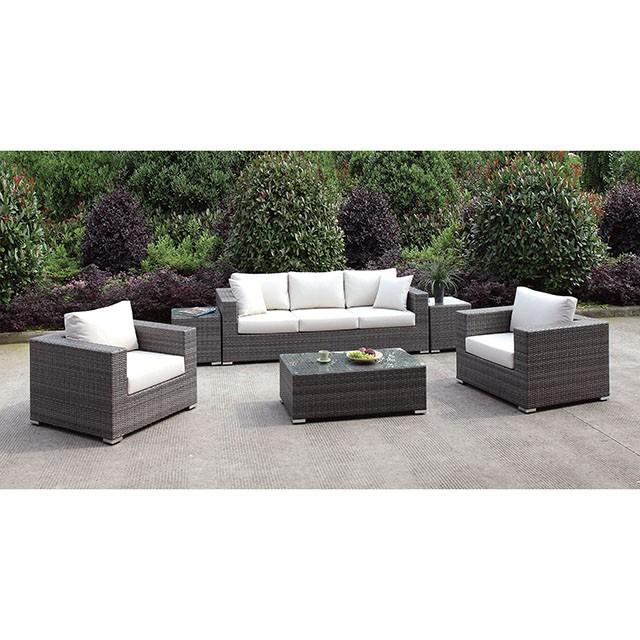 Somani | Sofa + 2 ChairS + 2 End TableS + Coffee Table | Light Gray, Ivory