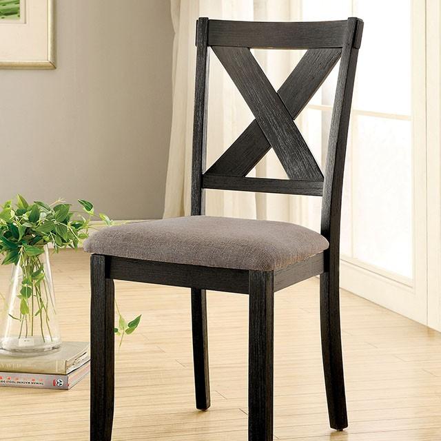 Xanthe | Side Chair (2/Box) | Brushed Black, Warm Gray