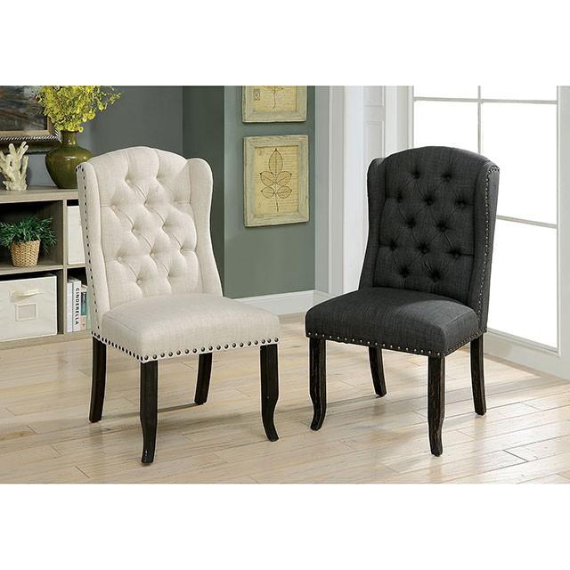 Sania | Side Chair (2/Box) | Antique Black, Gray