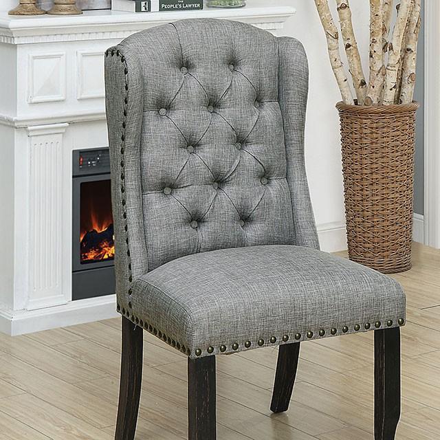 Sania | Side Chair (2/Box) | Antique Black, Blue