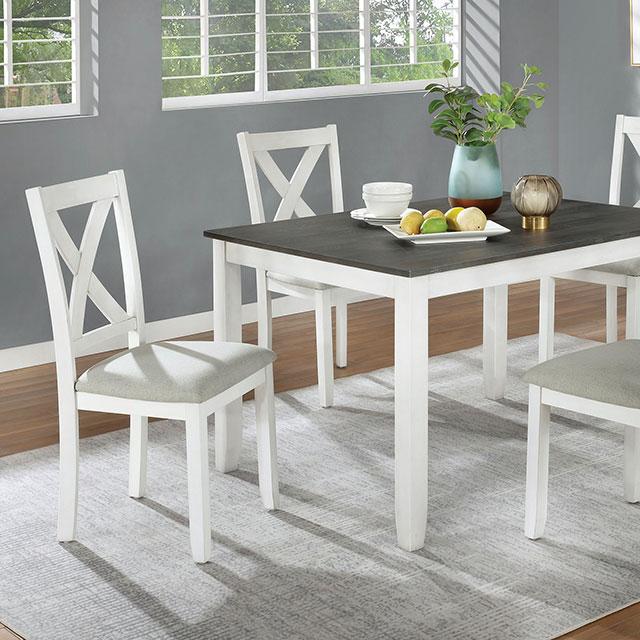 Anya | 5 Pc. Dining Table Set | Distressed White, Distressed Gray