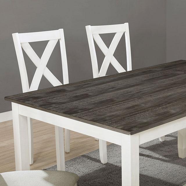 Anya | 7 Pc. Dining Table Set | Distressed White, Distressed Gray
