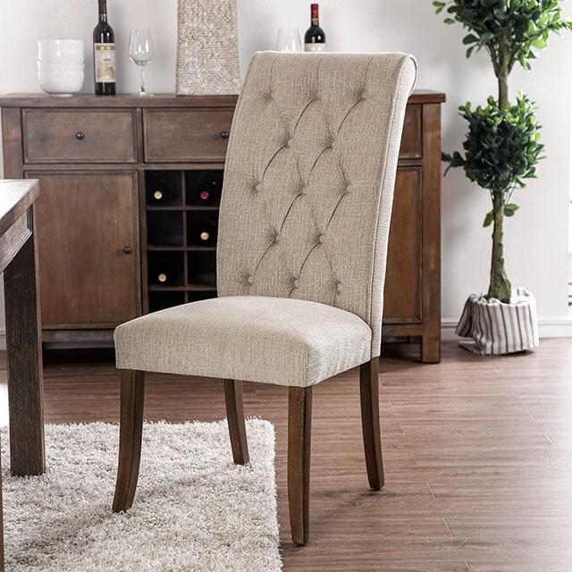 Sania | Side Chair (2/CTN) | Antique Oak, Beige