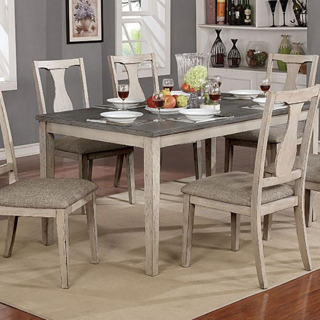 Ann | Dining Table Set | Antique White, Gray