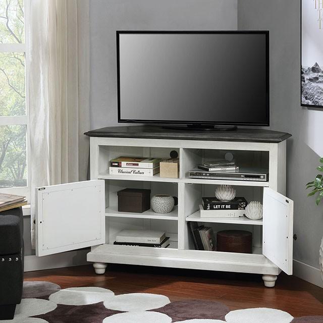 Palu | TV Stand | White, Antique Gray