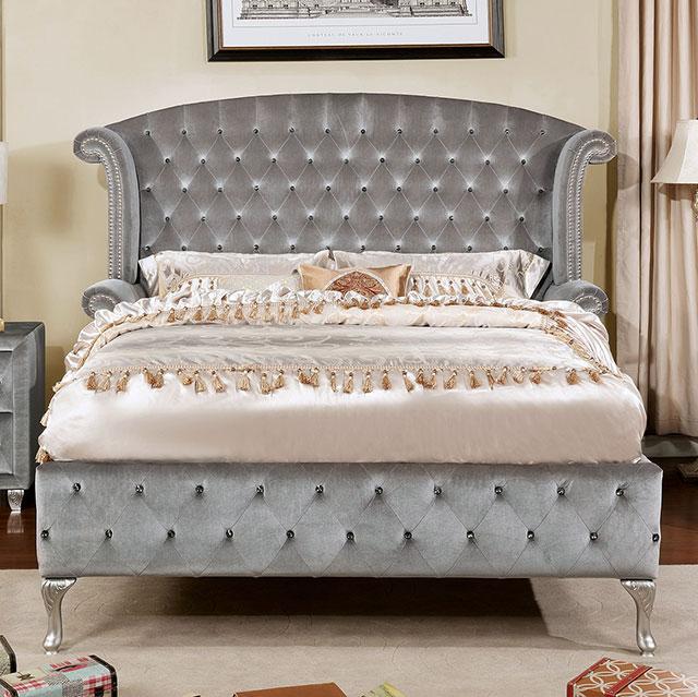 Alzir | California King Bed | Gray