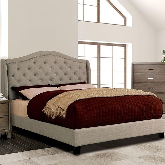 Carly | Eastern King Bed | Warm Gray