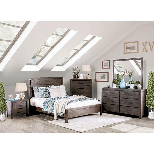 Rexburg | Eastern King Bed | Wire-Brushed Rustic Brown