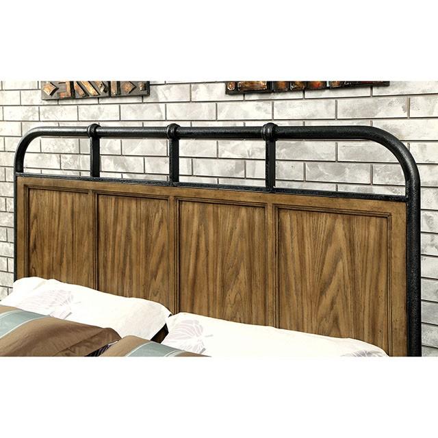 Mcville | Eastern King Bed | Metal Frame & Wood Panels
