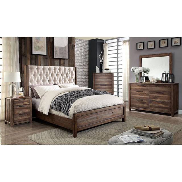 Hutchinson | Eastern King Bed | Rustic Natural Tone, Beige