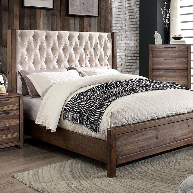 Hutchinson | Eastern King Bed | Rustic Natural Tone, Beige