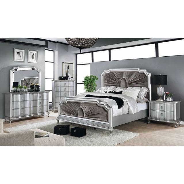 Aalok | California King Bed | Silver, Warm Gray