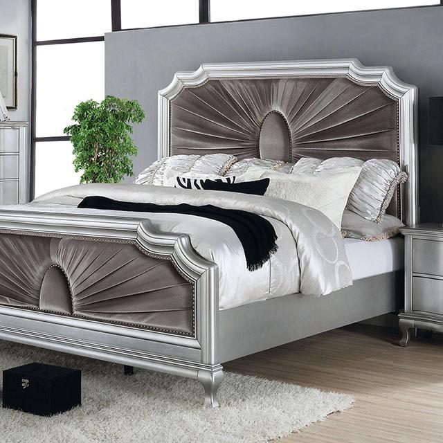 Aalok | Queen Bed | Silver, Warm Gray
