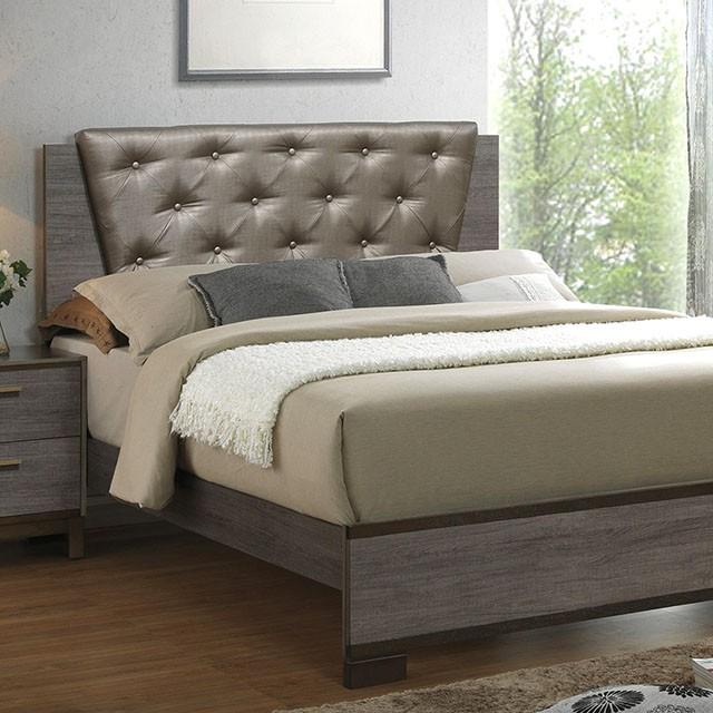 Manvel | Queen Bed | Stylish Upholster w/ Exposed Wood Panel