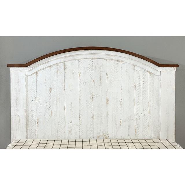 Alyson | Eastern King Bed | Distressed White, Walnut
