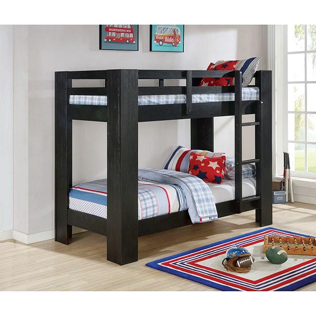 Suzie | Twin/Twin Bunk Bed | Wire-Brushed Black