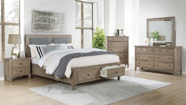 Anneke | Eastern King Bed | Wire-Brushed Warm Gray